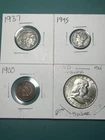 Lot of 4 coins, 90% Silver - BU Franklin Half Dollar + Mercury Dime, Indian #22