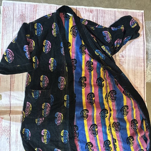 VTG 90s Christian Dior Monsieur BathRobe One Size Terry Cloth Long Multicolor