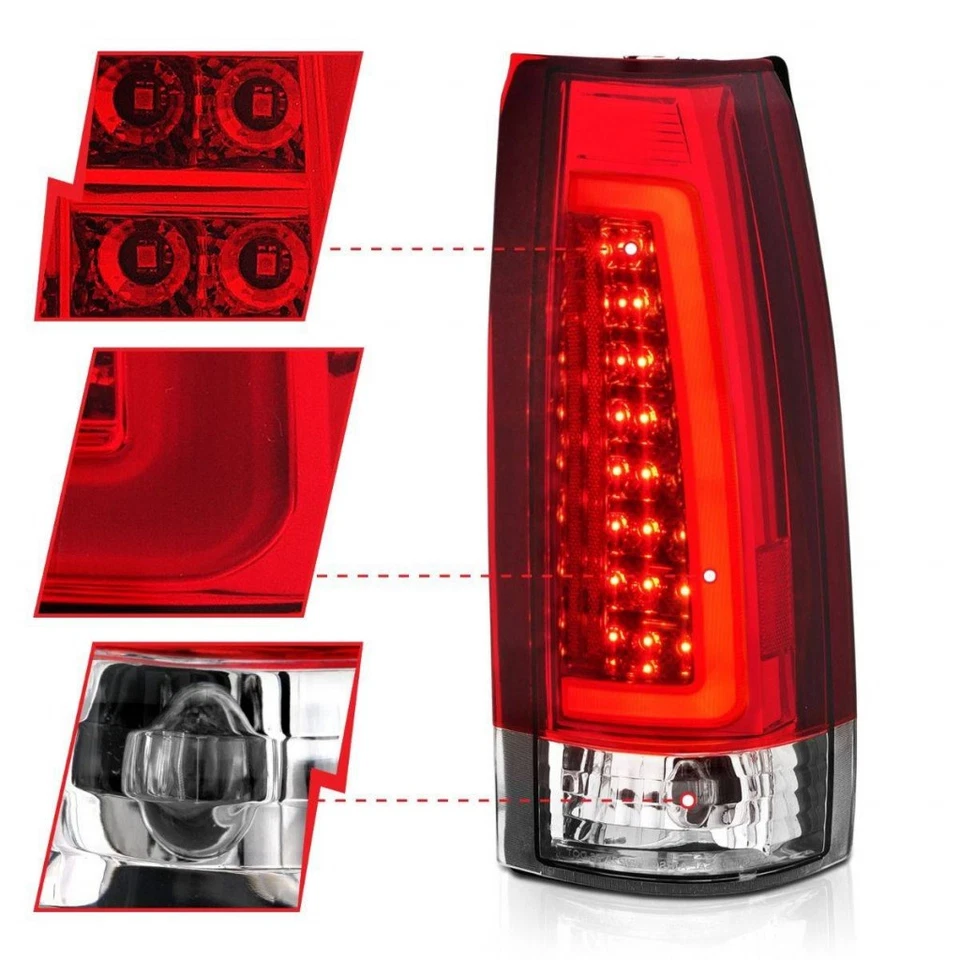 ANZO For GMC R2500 Suburban 1988-1991 Tail Lights LED Chrome Housing Red/Clear - Image 3 of 4