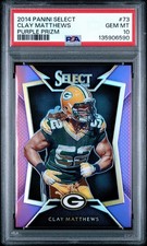 2014 PANINI SELECT CLAY MATTHEWS #73 PURPLE PRIZM /25 PSA 10 POP 1 PACKERS GEM