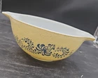 PYREX  1 1/2 Qt Mixing Bowl Homestead Cinderella Blue Tan Speckled Handled #442