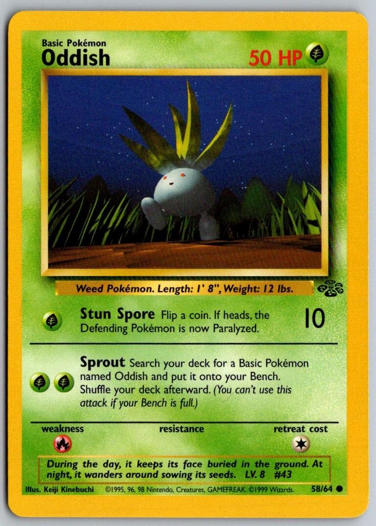ODDISH 58/64 Common Jungle Pokemon UNLIMITED Near Mint