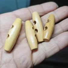 4Pcs brown color Wood oval Sewing Button coat toggles 2Holes 11x40MM