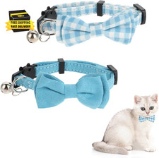 2Pcs Cat Collars Breakaway with Cute Bow Bell, Cat Collar for Boy Cats and Girl