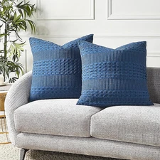 Waffle Weave Navy Blue Euro Sham Set of 2 26Lx26W VHC Brands