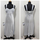 Vintage Delicates Satin Lace Nightgown Blue Chemise Lingerie Backless Size M
