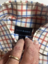 Scott Barber Men’s Plaid Shirt Size Large 100% Cotton Casual Button Up