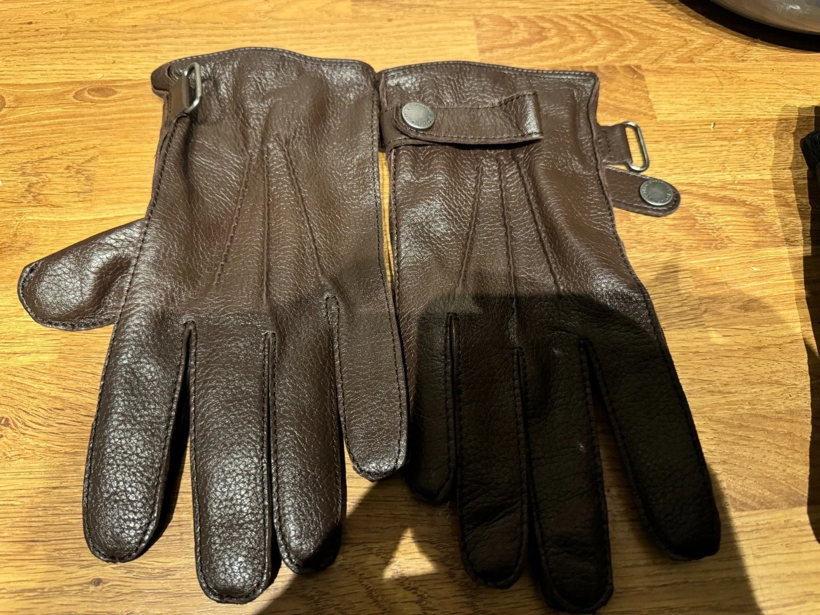 Medium JOHN LEWIS Black LEATHER & CASHMERE Mens Small GLOVES
