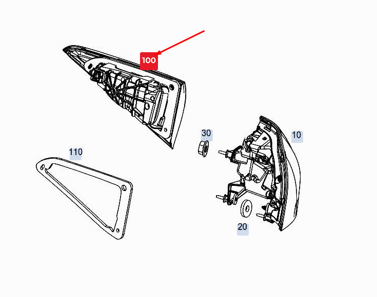 MERCEDES-BENZ GLE W167 Rear Left Side Tailgate Taillight 