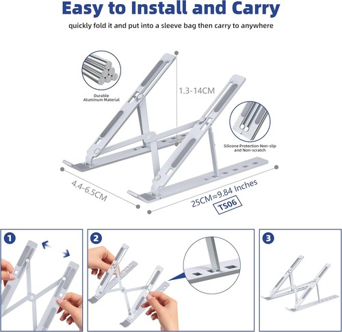 Portable Laptop Stand Adjustable Foldable Notebook Tablet Holder Computer Desk - Afbeelding 16 van 17