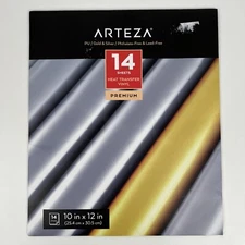 Arteza Heat Transfer Vinyl Premium 14 Sheets Gold & Silver 10 x 12” READ