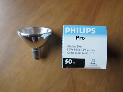 ECHT PHILIPS ALULINE HALOGENLAMPE REFLECTOR KLAR B15d 12V 50W 25º 6439 CL 58mmØ