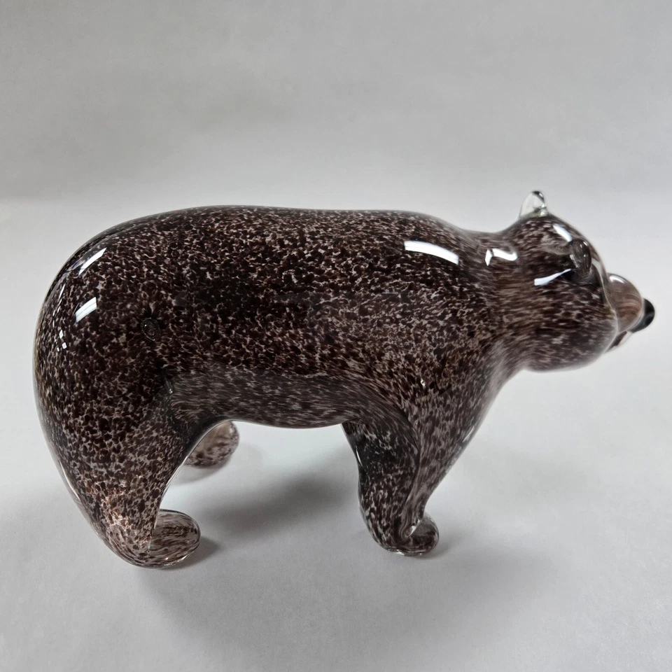 Vintage 1970s MURANO STYLE Hand Blown Art Glass - 8.5" x 5" Brown Bear - 5 .lb+ Foto 3 de 4
