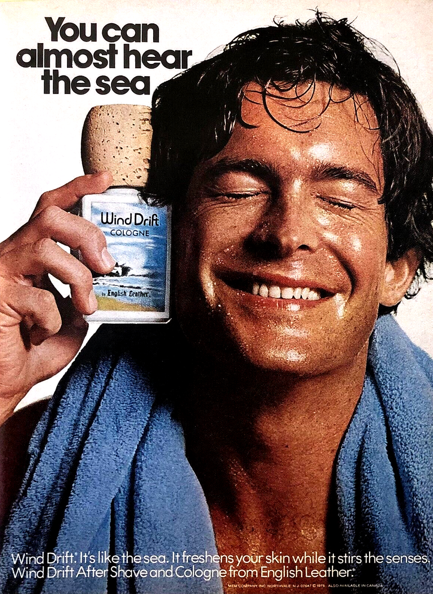 WIND DRIFT COLOGNE BY ENGLISH LEATHER—VINTAGE 1970s MAGAZINE PRINT