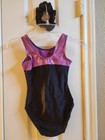 Girl's Black/Purple Rhinestone Whirl Gymnastics Leotard Child Medium CM  — photo 2