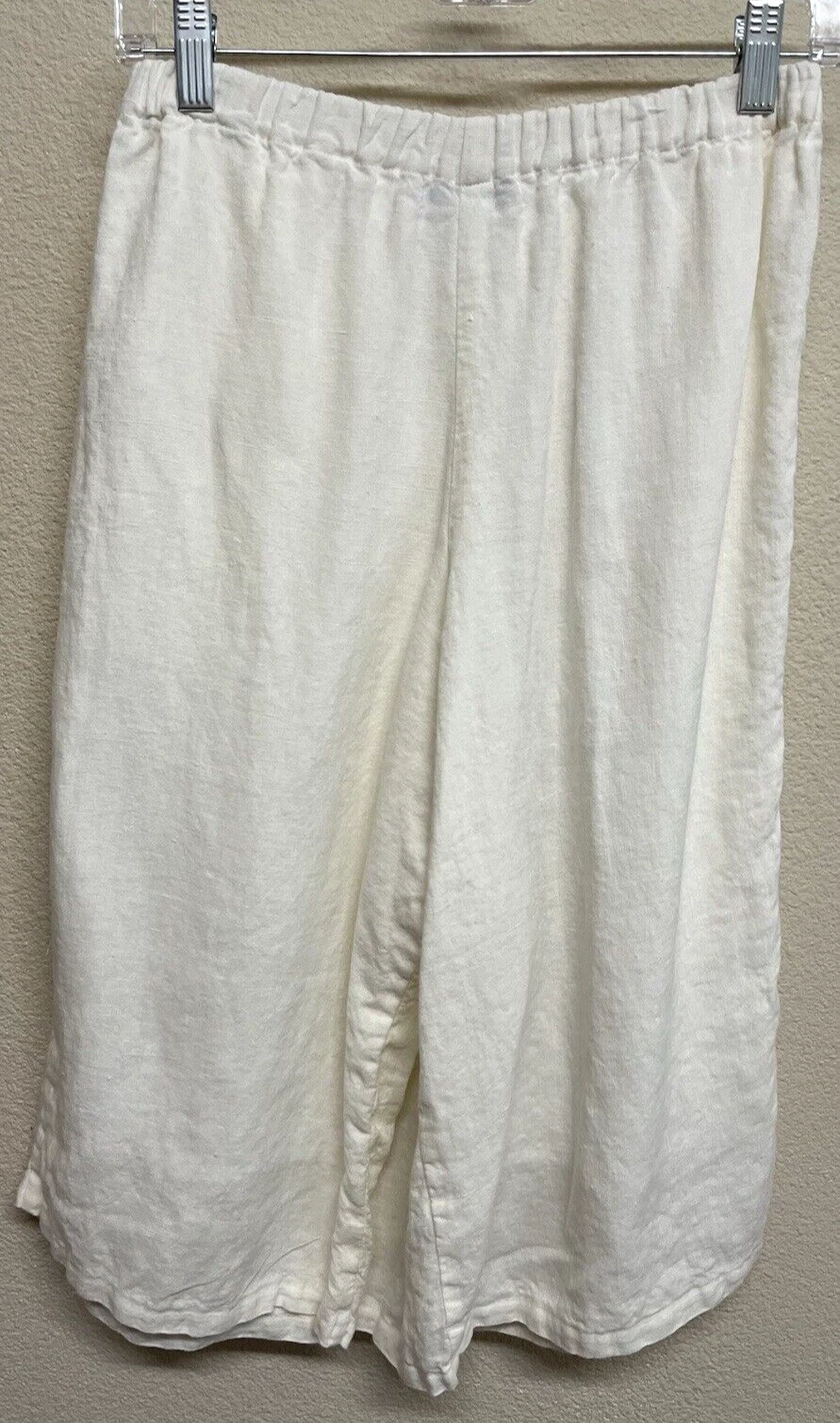 Kim Bernardin Paris Skirt/Skort S Linen A-Line Elastic Waistband Knee Length