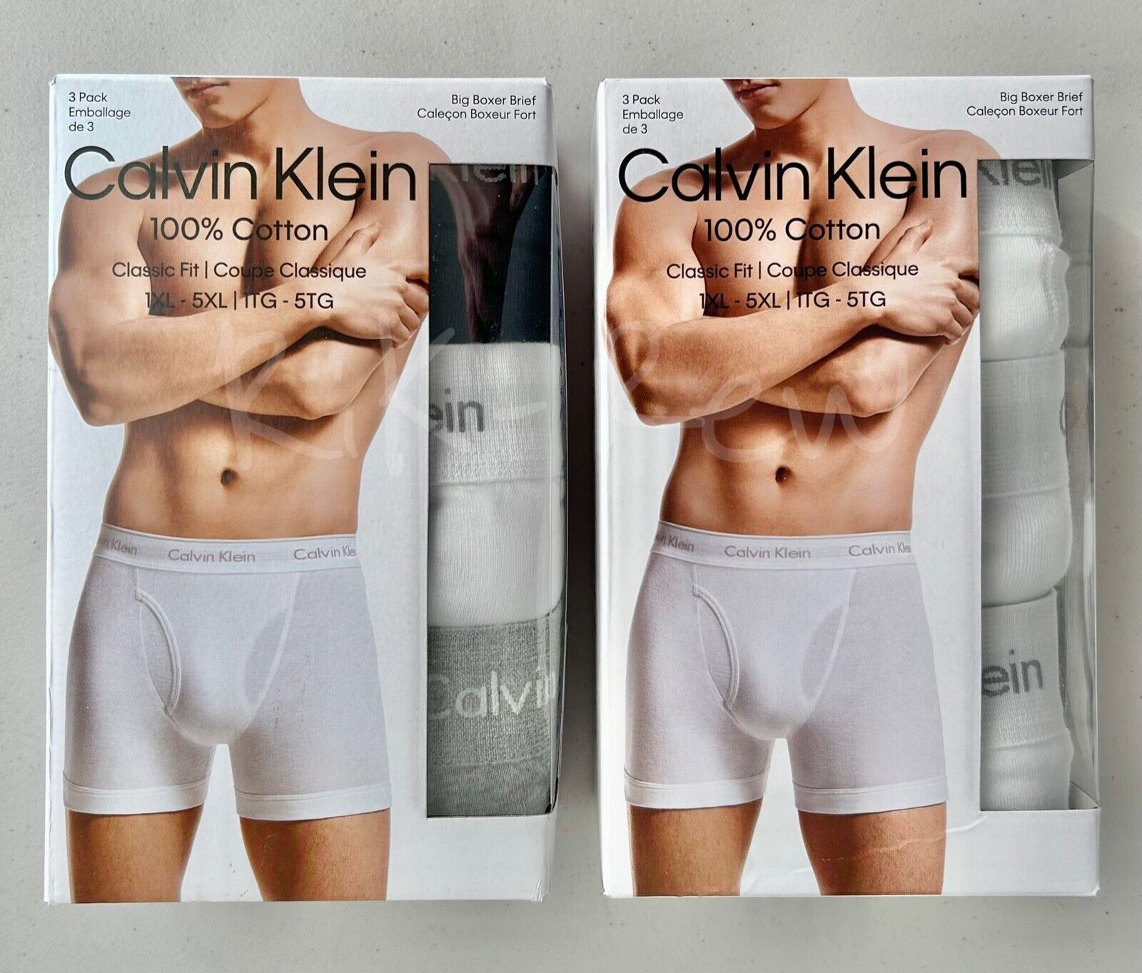 CALVIN KLEIN Men's 3-pack BIG BOXER BRIEFS 2XL Cotton Classic Underwear XXL