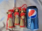 3 Wicker Brown & Red Dolls with Basket Red Flowers on Hat  CHRISTMAS Ornaments  — photo 8