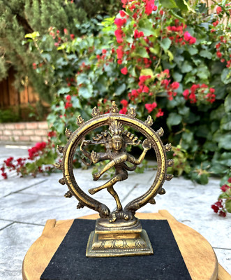 Brass Shiva Nataraja Figure Dancing Hindu God Statue Figurine 7'' Vintage