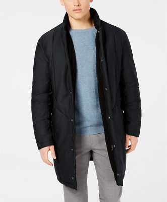 DKNY Men's Dewitt Slim Fit Puffer Overcoat Navy Size 40S