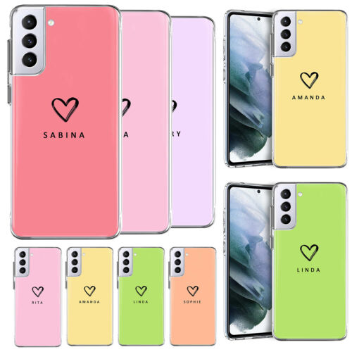 Heart Personalised Phone Case For Samsung Galaxy S22 S23 FE A14 A54 Clear Cover - Afbeelding 1 van 65
