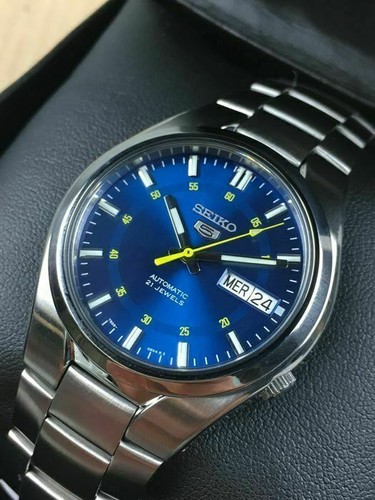 Seiko 5 SNK615K1 Automatic 21 Jewels Stainless Steel Blue Analog Men's  Watch 4954628013675 | eBay