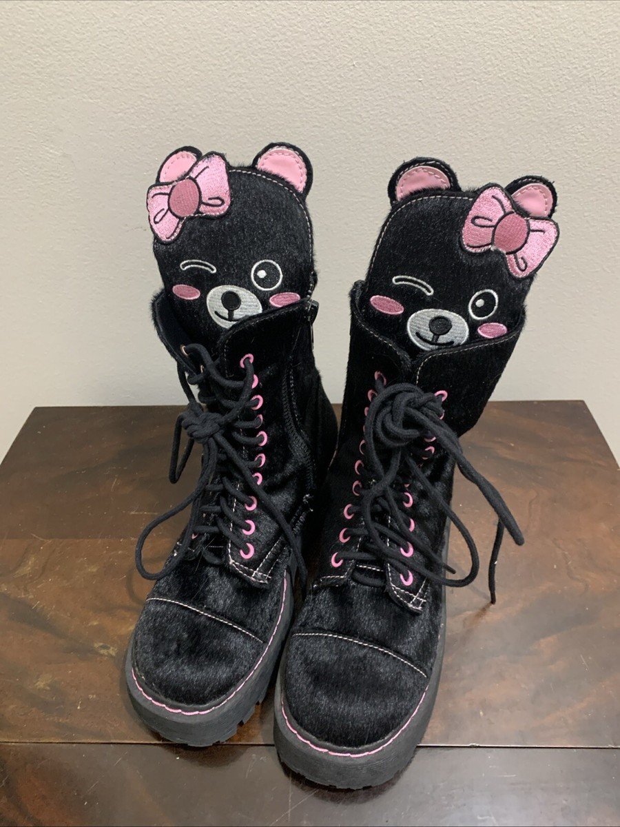 とるじ　BEAR PLATFORM SHORT BOOTS Sugar Thrillz Dollskill Best Furrends Women's 7 Teddy Bear