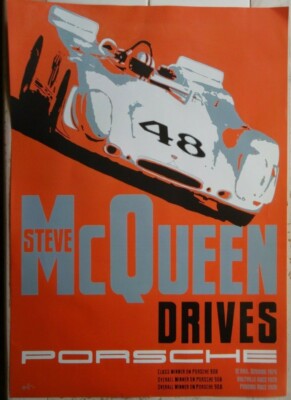 Steve Mcqueen Drives Porsche Advertising Poster 16 X 23 Excellent Condition Ebay