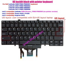 New US Backlit keyboard for Dell Latitude 5400 5401 5410 5411 P98G001/03/07/08