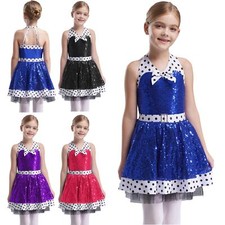 Kids Girls Skirt Costume Dresses Ice Roller Dancewear Theme Party Glittery Tap