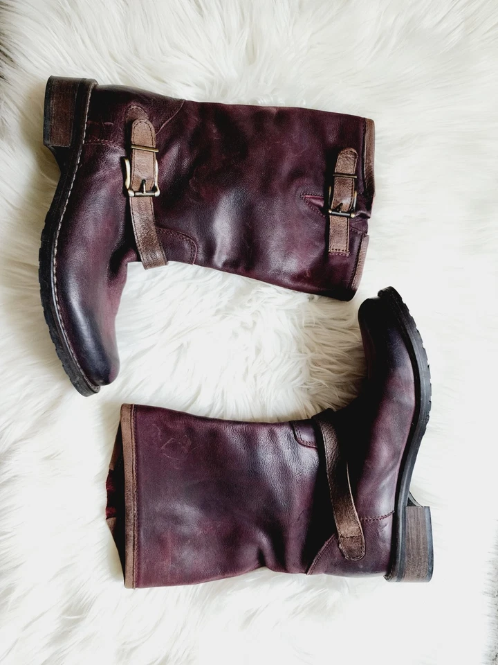 STEVEN Steve Madden Mujer Earniee Cuero Sangre de Buey Arnés Botas Envejecidas 38 Foto 2 de 4