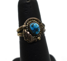 Signed Vtg Native American Sterling Silver Turquoise Ring Size 7