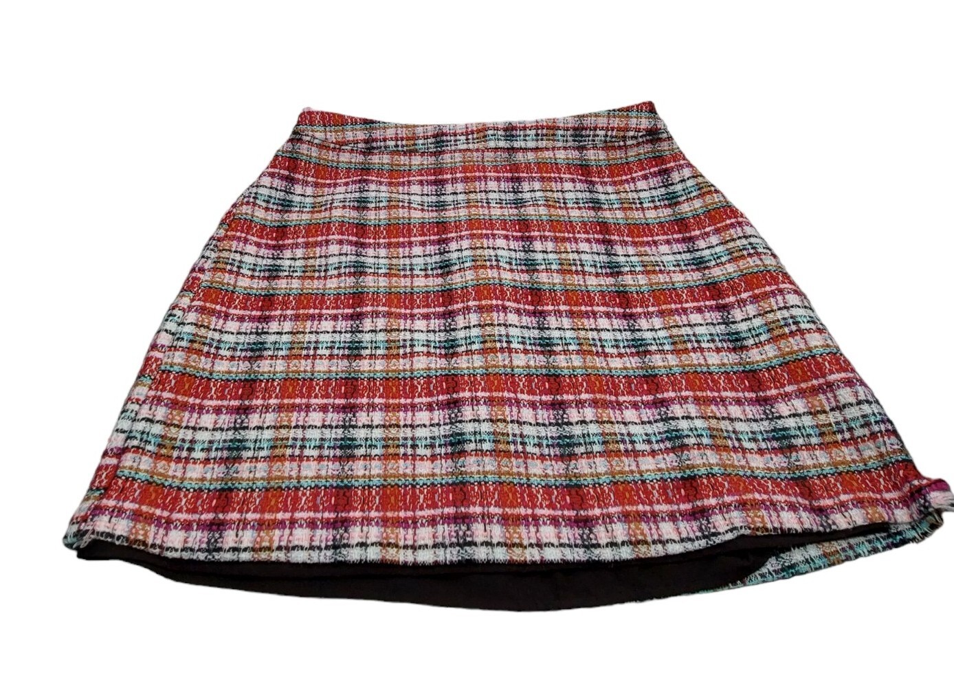 Tweed Red Plaid Multi-Color Skirt for Women Size 14 with Back Zipper by Eloquii