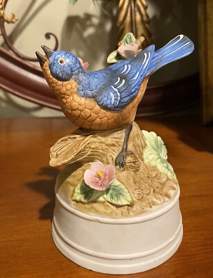 Blue Bird Music Box Milano Sculpture Eda Mann Where Do I Begin  Love Story
