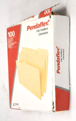 Pendaflex File Folders 1/3 Cut Top Tab Letter Size Manila 100 Pack 752-1/3