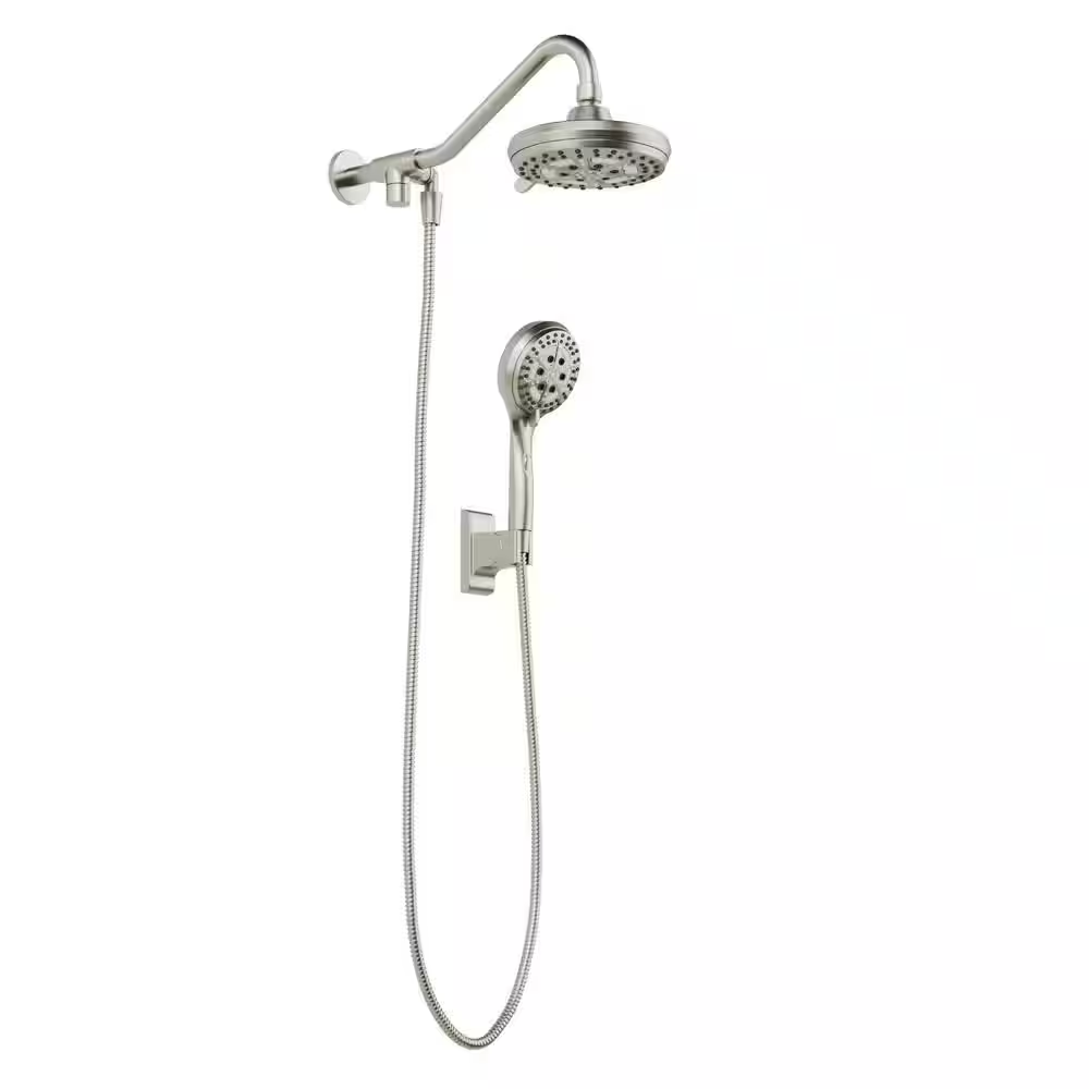 6-spray 7 in. Dual Shower Head and Handheld Shower Head with Low Flow in