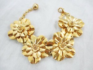 Authentic Kate Spade 12k Gold Plated Flower Swim Team 8.5" Goldtone Designer Bracelet