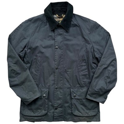 Barbour Ashby Wax Waterproof Blue Country Rain Jacket Coat Size L Men's