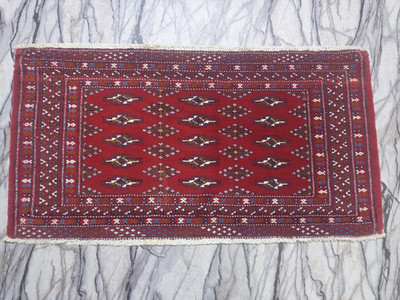 No 1052= Handmade Knotted Afghan Tribal Vintage Balochi mats rug cm 105x55