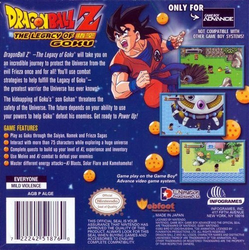 Dragon Ball Z: The Legacy of Goku (Nintendo Game Boy Advance GBA) solo cartucho - Imagen 2 de 2