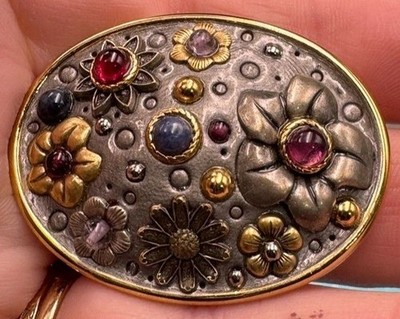 Vintage Michal Golan Brooch Pendant with Amethyst Garnets