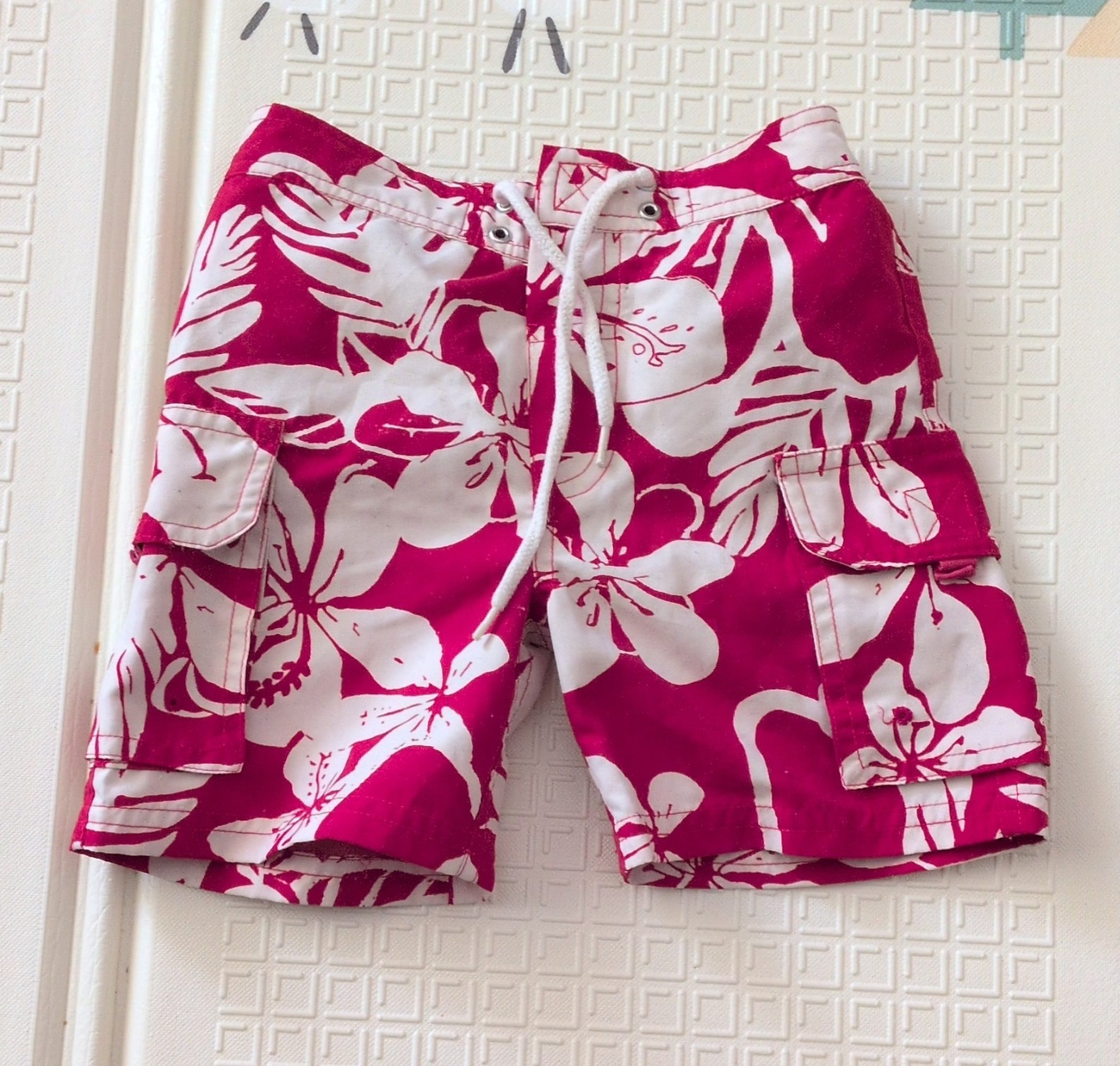 Monsoon Boys Swim Shorts Floral Red/White 3-6 Months Pockets