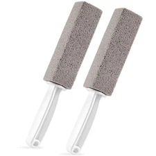 2 Pack Pumice Stone for Bowl Cleaning with Handle, Scouring Stick Removes Har...