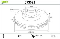 2X Bremsscheibe Coated Valeo 673528 FüR Mazda 323 4 BG Demio DW 5 BA BG3P BG3S