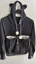 Pet Holder Hoodie kangaroo-style pouch, embroidered paw prints on front pocket M