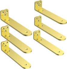 6 Pack 12 in Heavy Duty Floating Shelf Brackets Gold, 1/4 in Thick, Holds 200 lb