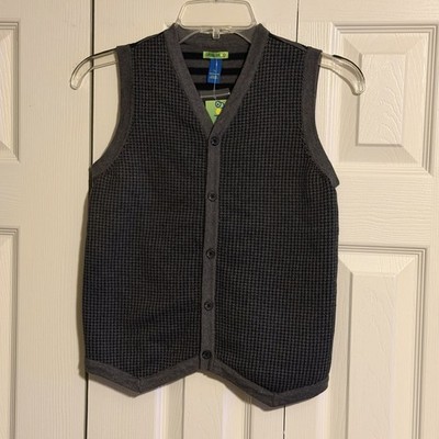 NWT GreenDog Button Up Sweater Vest Boys Size 7 Charcoal Gray
