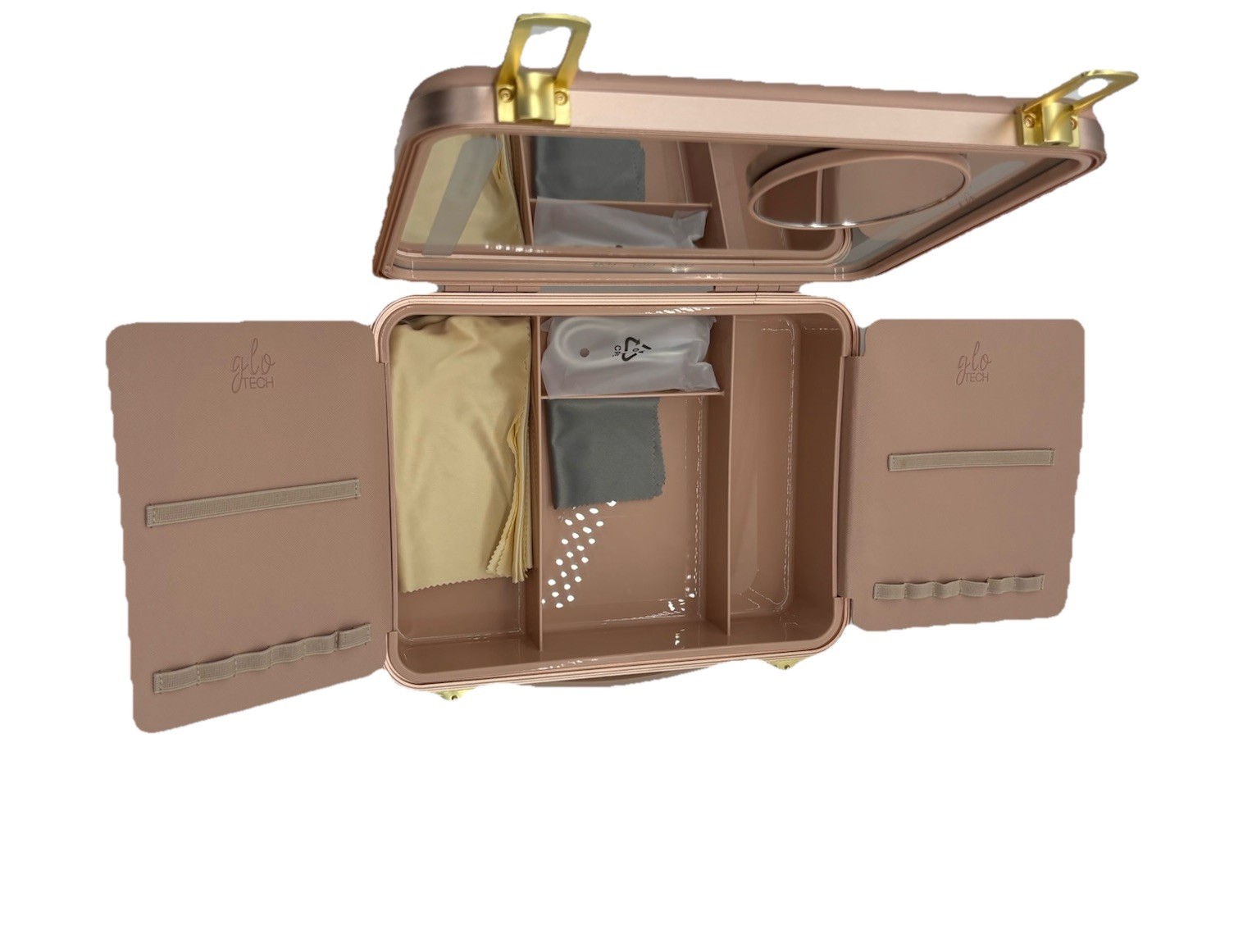 Glo Tech Beauty Case With Led Mirror Maximal Organization 3 Light Color Settings