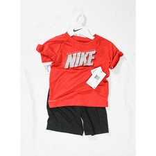 Nike Boys 2-Piece Dri-FIT Set Red Tee Black Shorts Size 5 NWT