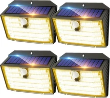 CLAONER Solar Lights Outdoor [𝟒 𝐏𝐚𝐜𝐤/126 LED], 4 Pack, Warm White 
